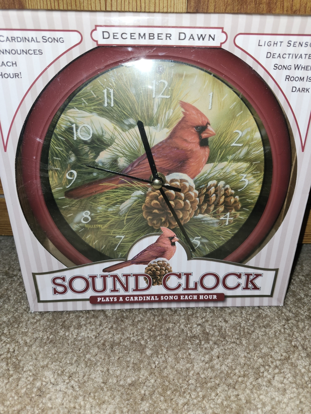 Mark Feldstein & Associates  Red Cardinal Sound Wall Clock Wild Wings Collection